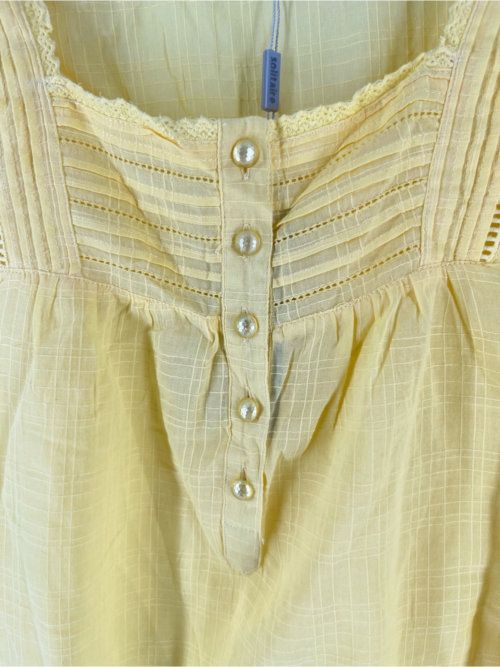 Solitaire Yellow Ruffle-Sleeve Button Front Blouse - Picture 12 of 13